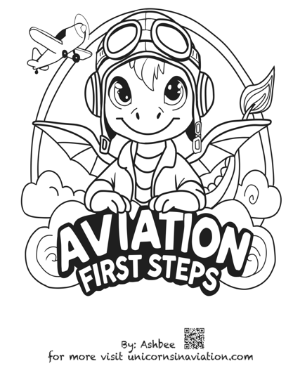 Thumbnail image of a coloring page with a dragon pilot